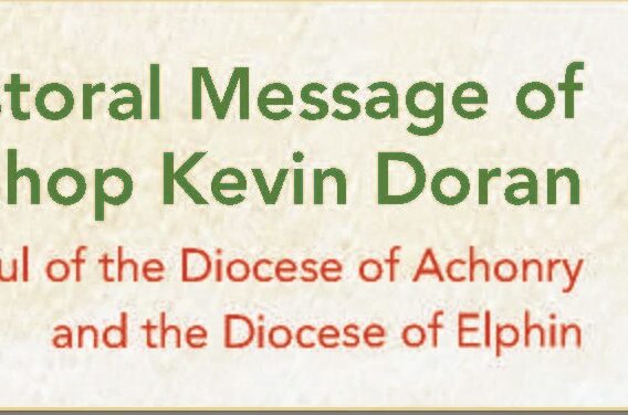 Pastoral message from Bishop Kevin Doran addressed to the faithful of the Diocese of Achonry and the Diocese of Elphin, featuring a coat of arms.